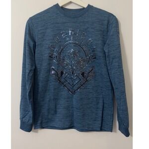 American Fighter Long Sleeve Tee Youth Large Blue Graphic Athletic Shirt MMA